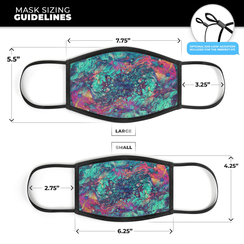 Liquid Abstract Paint Remix V91 - Made in USA Mouth Cover Unisex Anti-Dust Cotton Blend Reusable & Washable Face Mask with Adjustable Sizing for Adult or Child