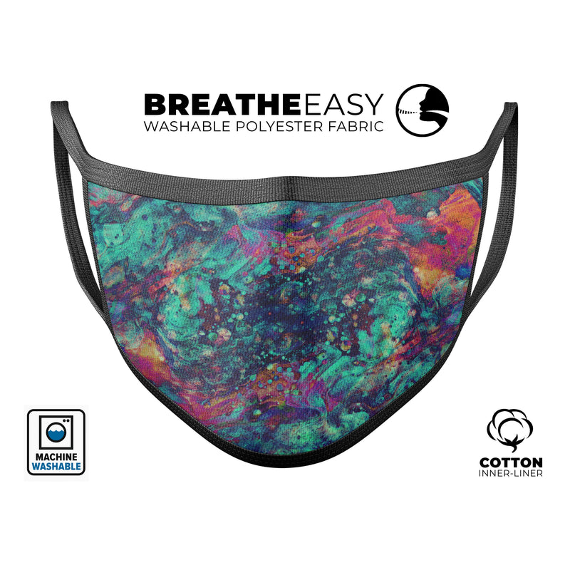 Liquid Abstract Paint Remix V91 - Made in USA Mouth Cover Unisex Anti-Dust Cotton Blend Reusable & Washable Face Mask with Adjustable Sizing for Adult or Child