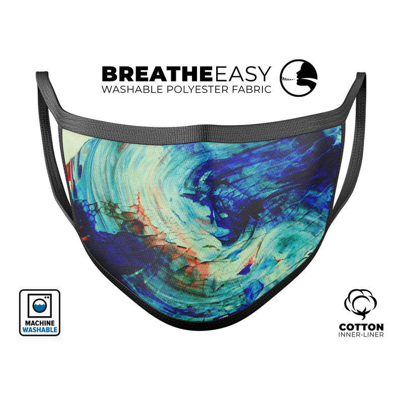 Liquid Abstract Paint Remix V93 - Made in USA Mouth Cover Unisex Anti-Dust Cotton Blend Reusable & Washable Face Mask with Adjustable Sizing for Adult or Child