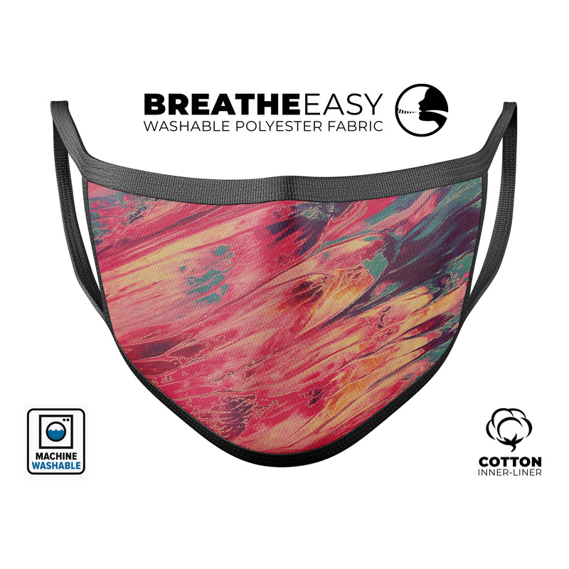 Liquid Abstract Paint Remix V96 - Made in USA Mouth Cover Unisex Anti-Dust Cotton Blend Reusable & Washable Face Mask with Adjustable Sizing for Adult or Child
