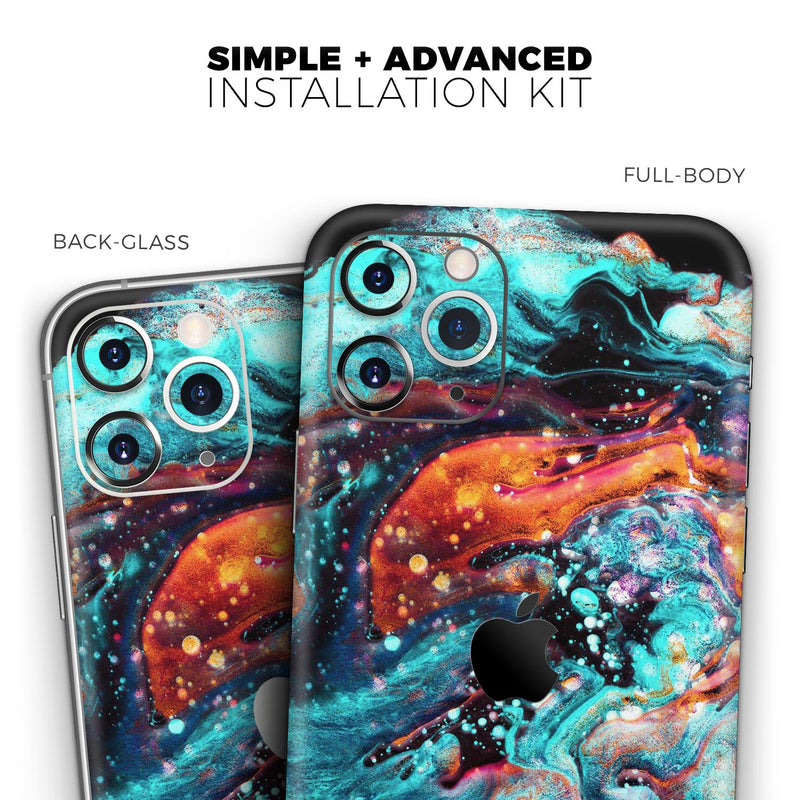 Liquid Abstract Paint V21 - Skin-Kit compatible with the Apple iPhone 12, 12 Pro Max, 12 Mini, 11 Pro or 11 Pro Max (All iPhones Available)