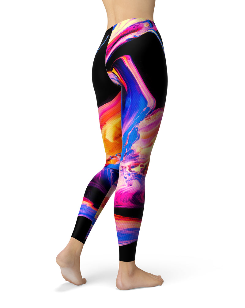 Liquid Abstract Paint V4 - All Over Print Womens Leggings / Yoga or Workout Pants