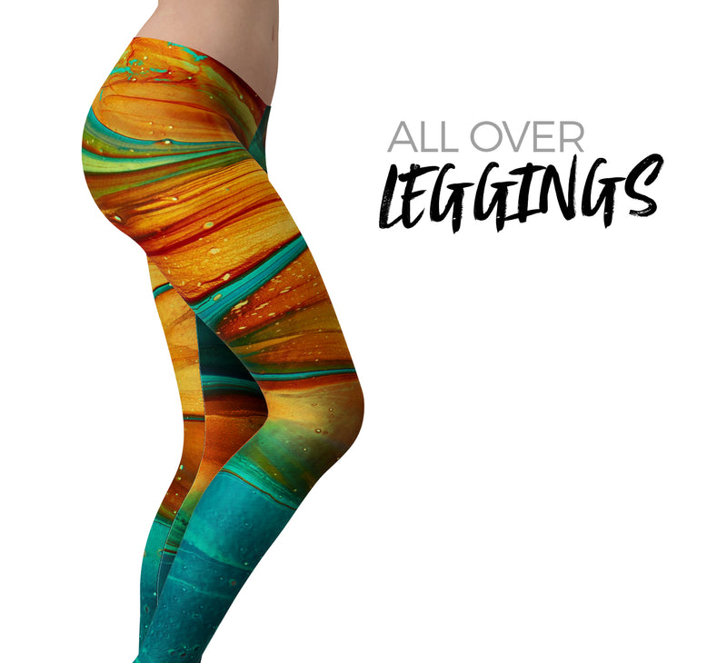Liquid Abstract Paint V60 - All Over Print Womens Leggings / Yoga or Workout Pants