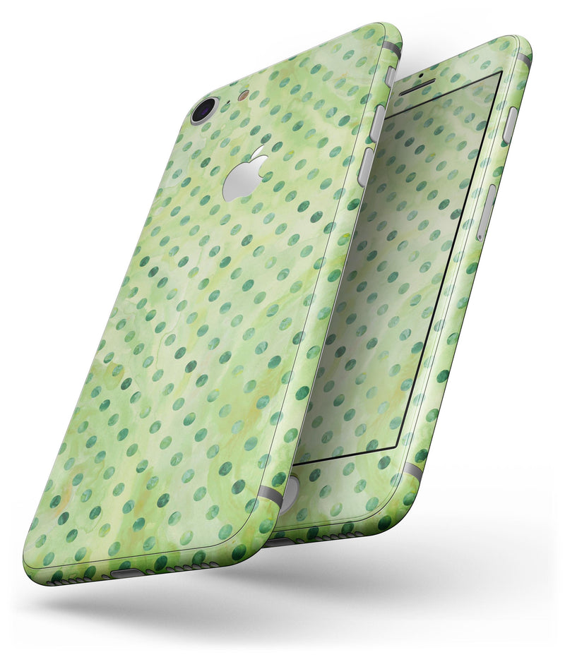 Little Green Watercolor Polka Dots - Skin-kit for the iPhone 8 or 8 Plus
