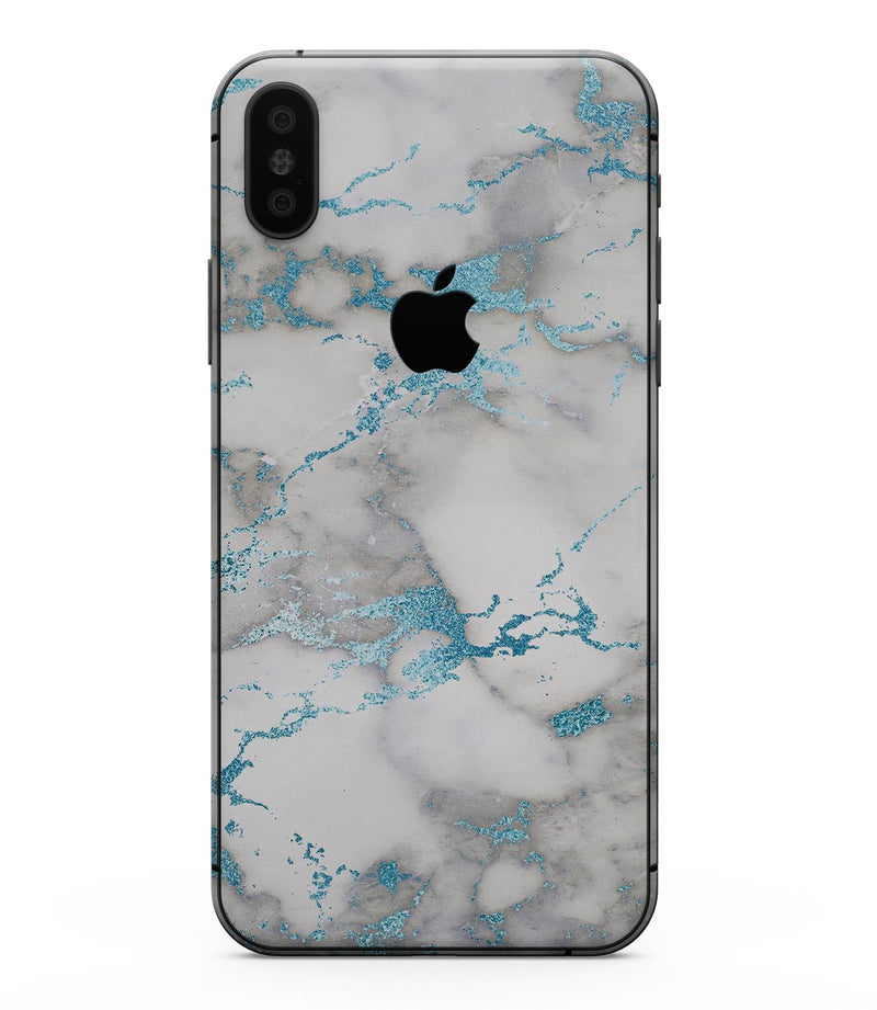 Marble & Digital Blue Frosted Foil V2 - iPhone XS MAX, XS/X, 8/8+, 7/7+, 5/5S/SE Skin-Kit (All iPhones Avaiable)