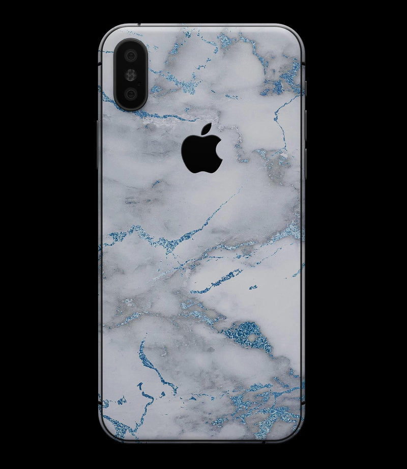 Marble & Digital Blue Frosted Foil V3 - iPhone XS MAX, XS/X, 8/8+, 7/7+, 5/5S/SE Skin-Kit (All iPhones Avaiable)