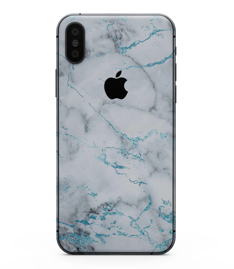 Marble & Digital Blue Frosted Foil V4 - iPhone XS MAX, XS/X, 8/8+, 7/7+, 5/5S/SE Skin-Kit (All iPhones Avaiable)