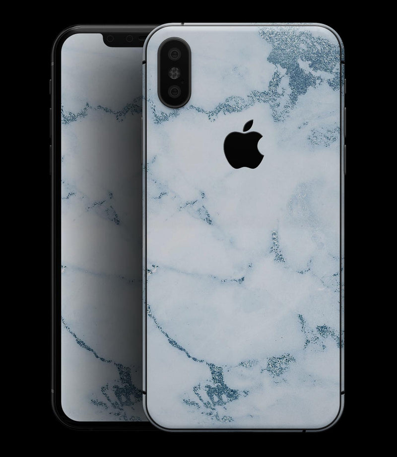 Marble & Digital Blue Frosted Foil V7 - iPhone XS MAX, XS/X, 8/8+, 7/7+, 5/5S/SE Skin-Kit (All iPhones Avaiable)
