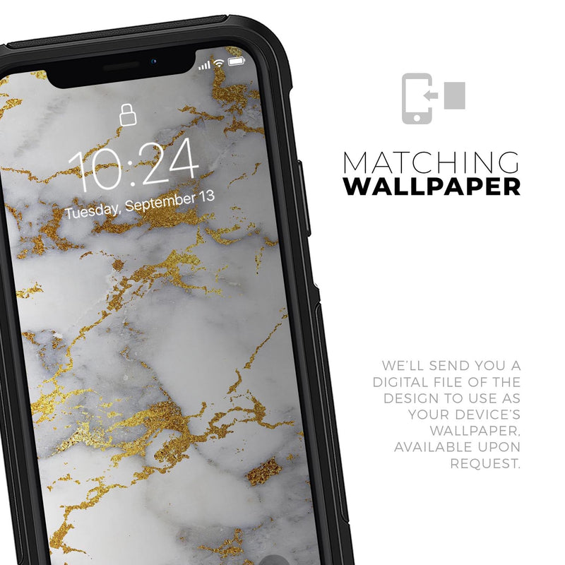 Marble & Digital Gold Foil V7 - Skin Kit for the iPhone OtterBox Cases