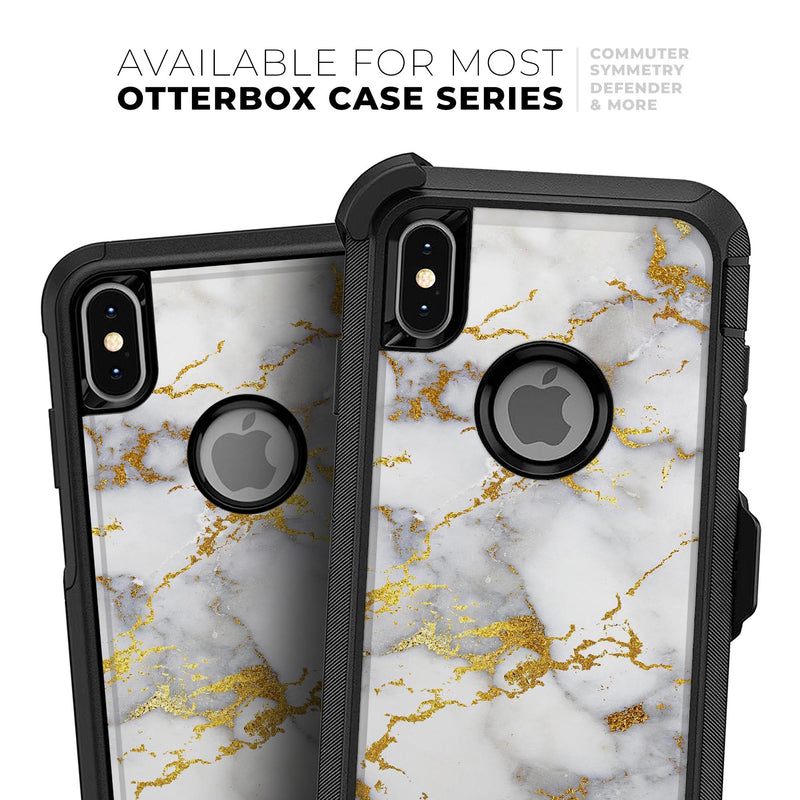 Marble & Digital Gold Foil V7 - Skin Kit for the iPhone OtterBox Cases