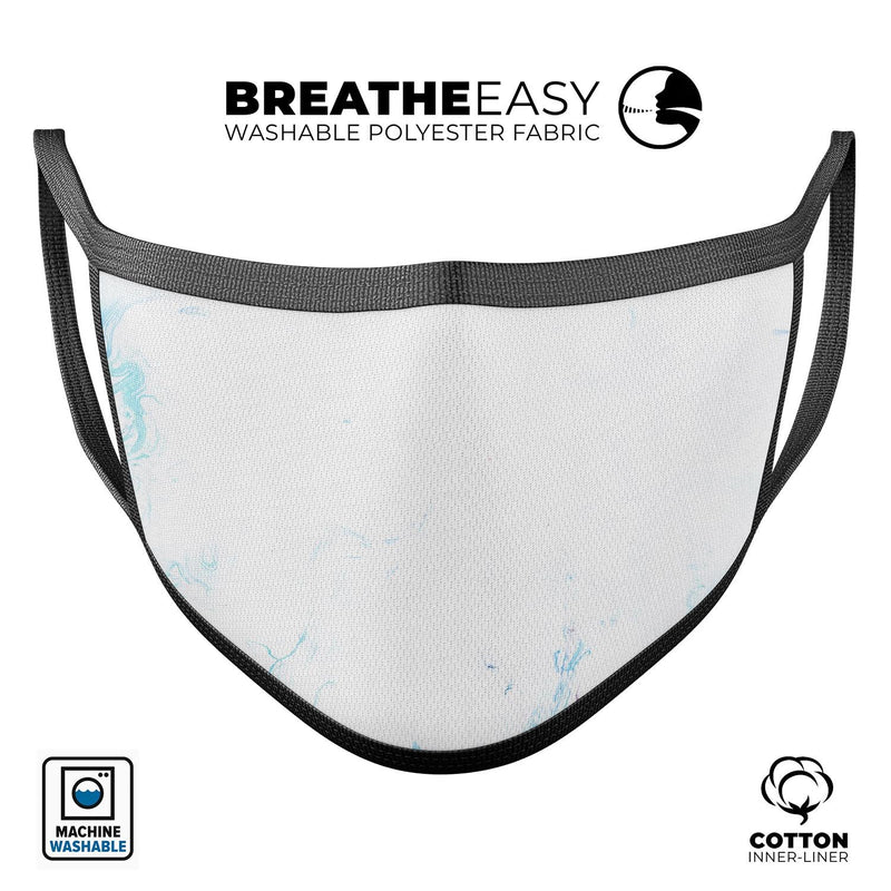 Marbleized Blue Border v2 - Made in USA Mouth Cover Unisex Anti-Dust Cotton Blend Reusable & Washable Face Mask with Adjustable Sizing for Adult or Child