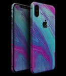 Marbleized Pink Ocean Blue v32 - iPhone XS MAX, XS/X, 8/8+, 7/7+, 5/5S/SE Skin-Kit (All iPhones Avaiable)