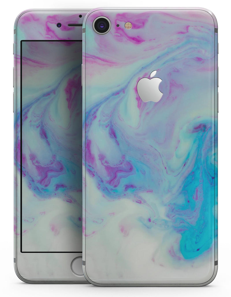 Marbleized Pink and Blue Paradise V371 - Skin-kit for the iPhone 8 or 8 Plus