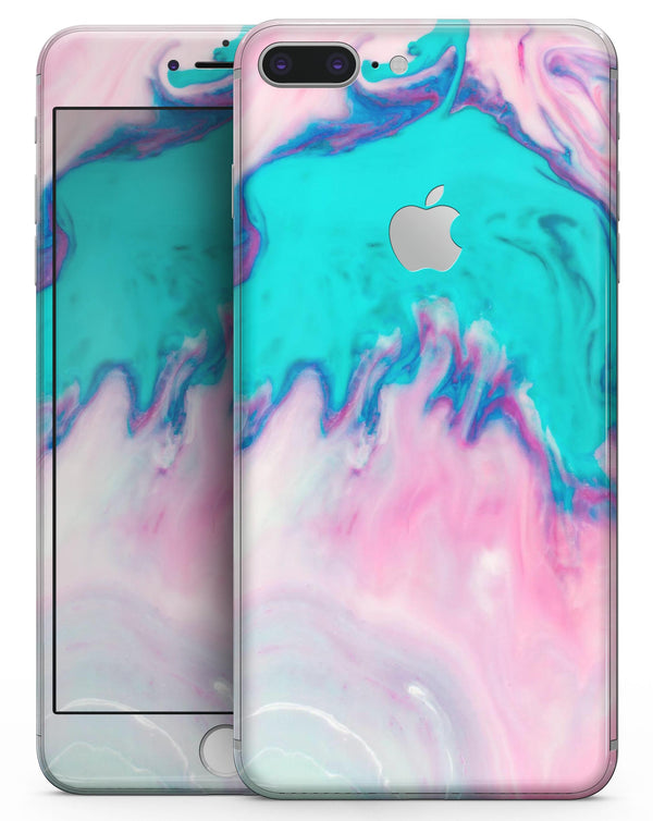 Marbleized Pink and Blue Paradise V432 - Skin-kit for the iPhone 8 or 8 Plus