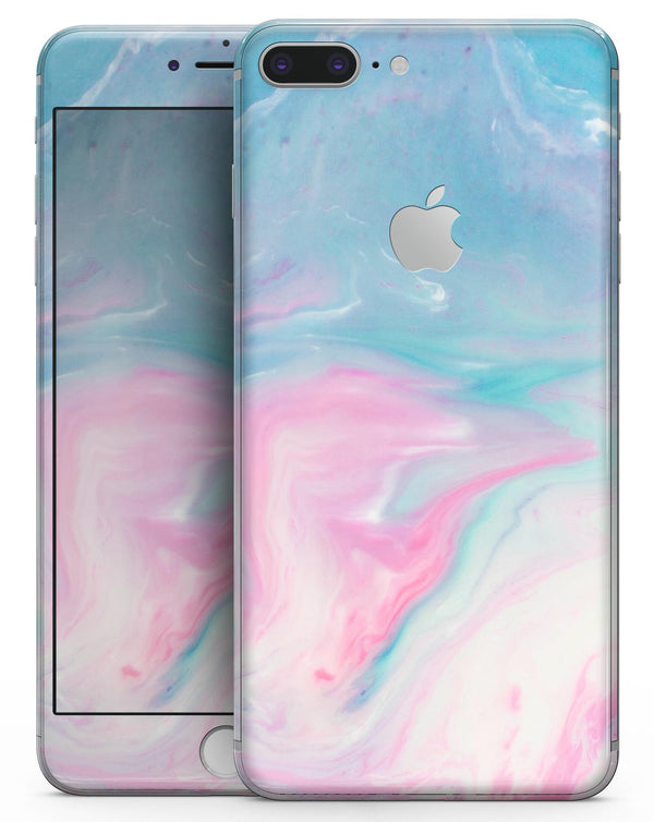Marbleized Pink and Blue Paradise V482 - Skin-kit for the iPhone 8 or 8 Plus