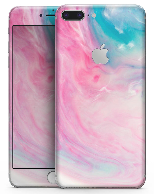 Marbleized Pink and Blue Paradise V712 - Skin-kit for the iPhone 8 or 8 Plus