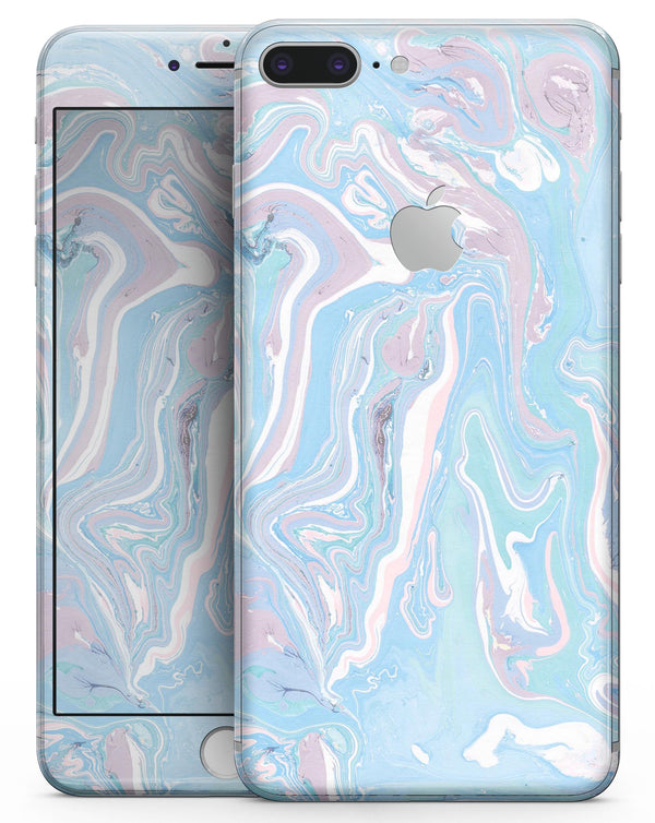 Marbleized Pink and Blue Soft v3 - Skin-kit for the iPhone 8 or 8 Plus