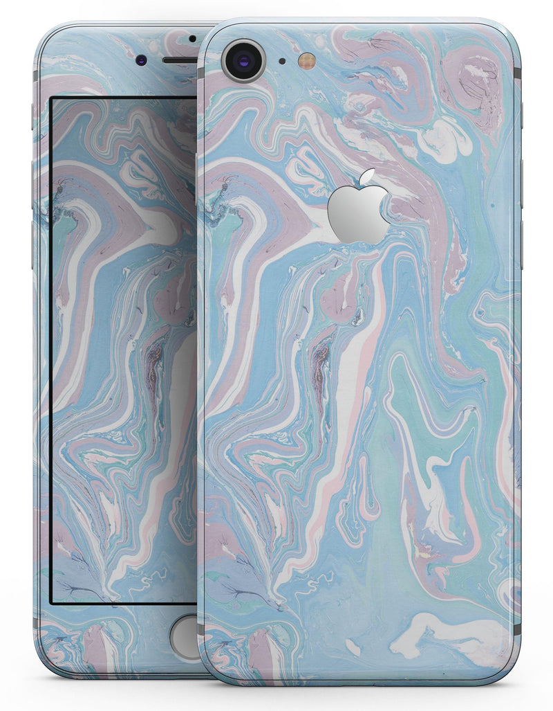 Marbleized Pink and Blue Soft v3 - Skin-kit for the iPhone 8 or 8 Plus