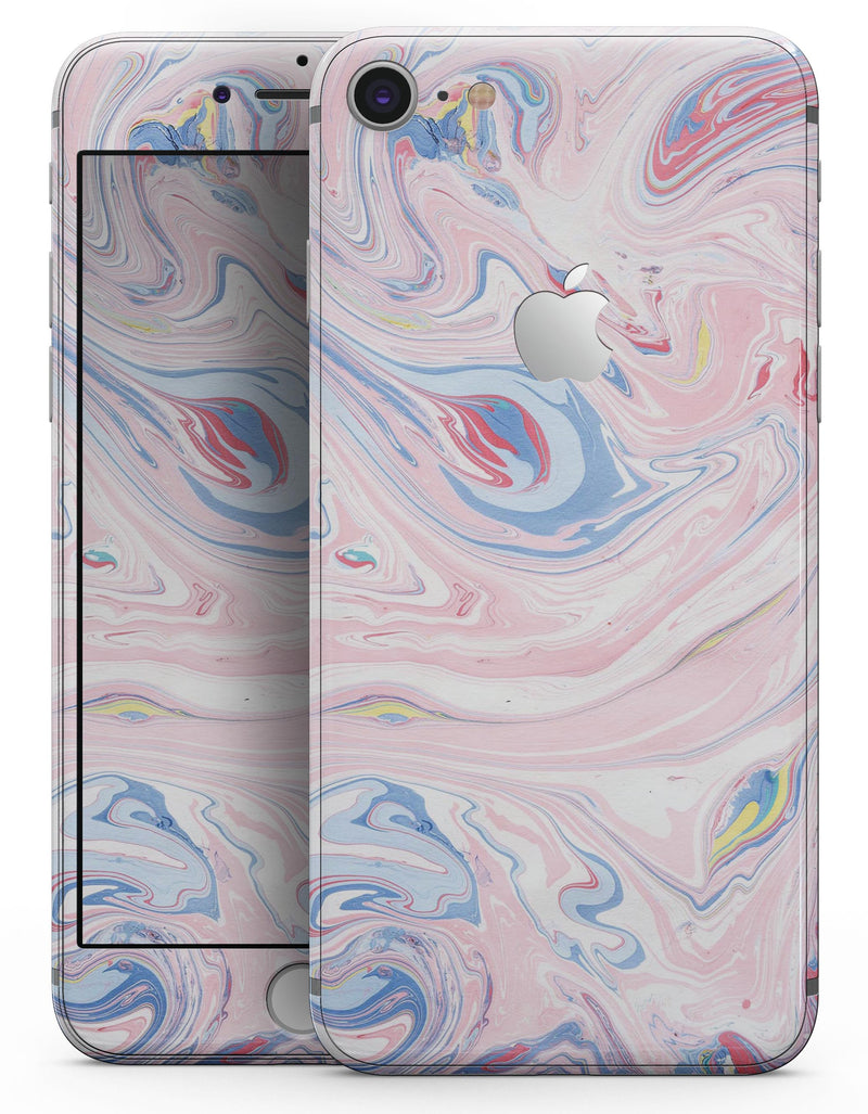 Marbleized Pink and Blue Swirl V2123 - Skin-kit for the iPhone 8 or 8 Plus