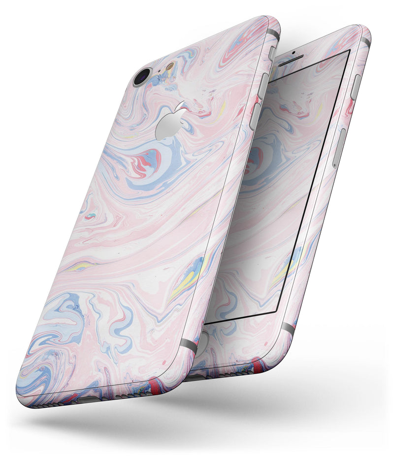 Marbleized Pink and Blue Swirl V2123 - Skin-kit for the iPhone 8 or 8 Plus