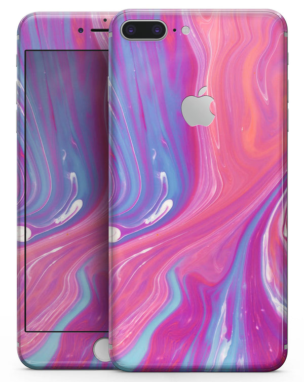 Marbleized Pink and Blue v391 - Skin-kit for the iPhone 8 or 8 Plus