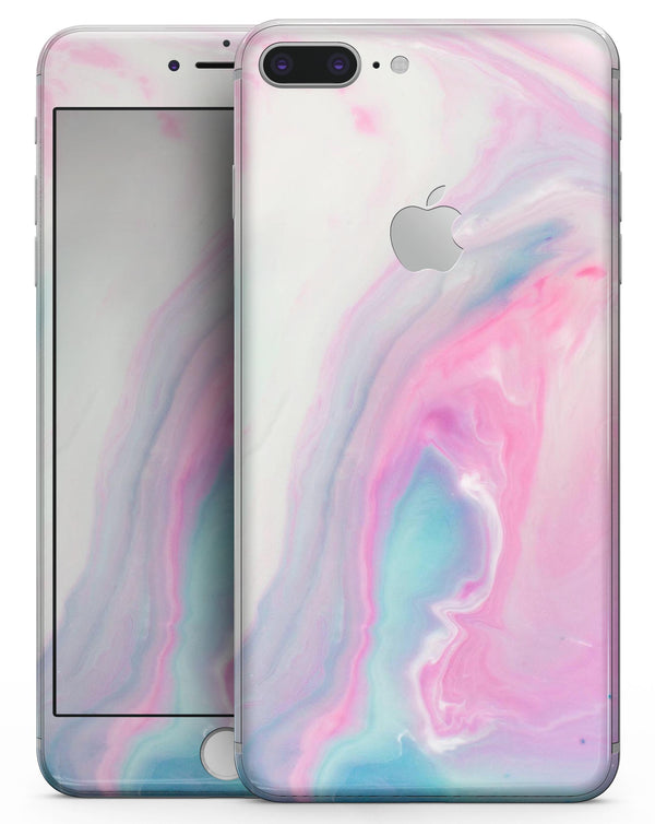 Marbleized Soft Pink and Blue Paradise - Skin-kit for the iPhone 8 or 8 Plus