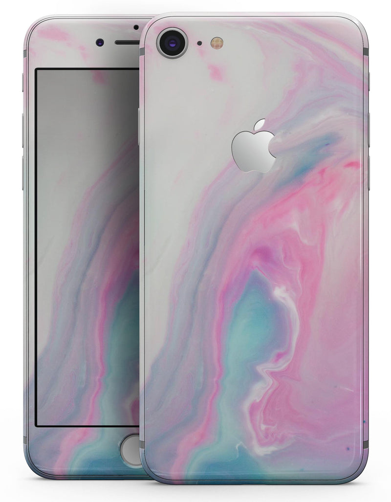Marbleized Soft Pink and Blue Paradise - Skin-kit for the iPhone 8 or 8 Plus