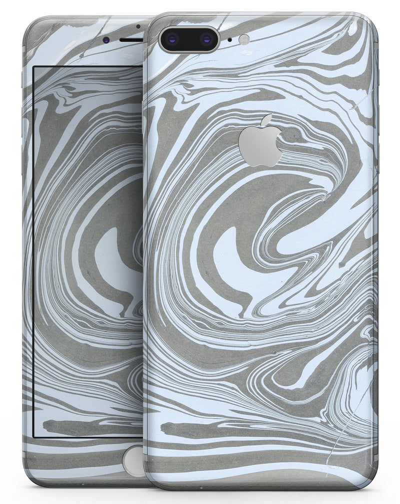 Marbleized Swirling Blue and Gray - Skin-kit for the iPhone 8 or 8 Plus