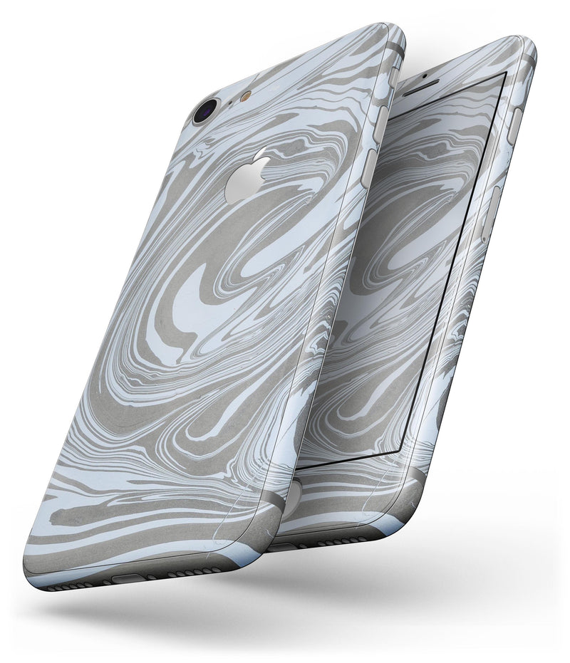 Marbleized Swirling Blue and Gray - Skin-kit for the iPhone 8 or 8 Plus