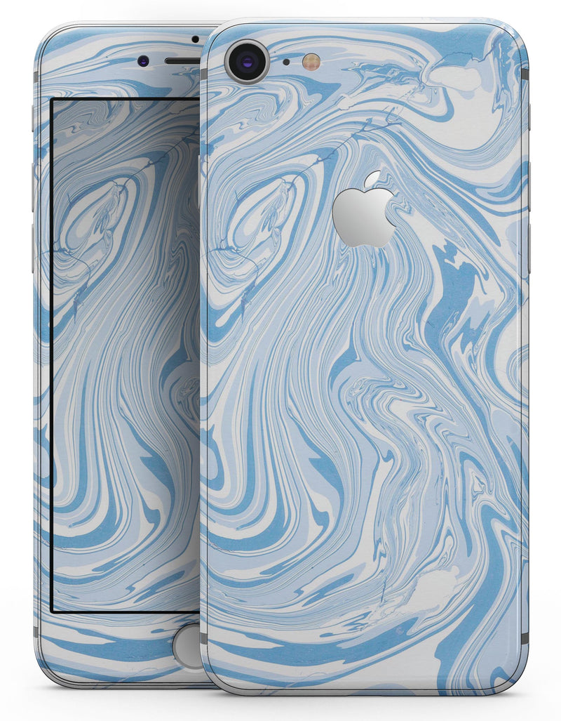 Marbleized Swirling Blues - Skin-kit for the iPhone 8 or 8 Plus