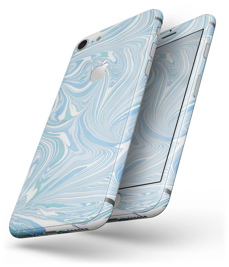 Marbleized Swirling Blues v52 - Skin-kit for the iPhone 8 or 8 Plus