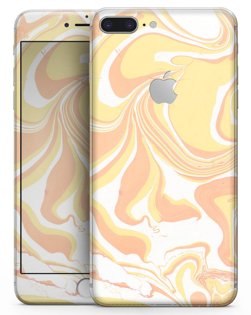 Marbleized Swirling Coral Gold - Skin-kit for the iPhone 8 or 8 Plus