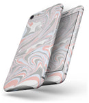 Marbleized Swirling Coral and Gray v92 - Skin-kit for the iPhone 8 or 8 Plus