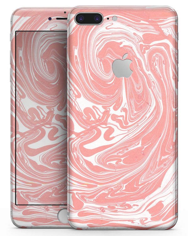Marbleized Swirling Coral - Skin-kit for the iPhone 8 or 8 Plus