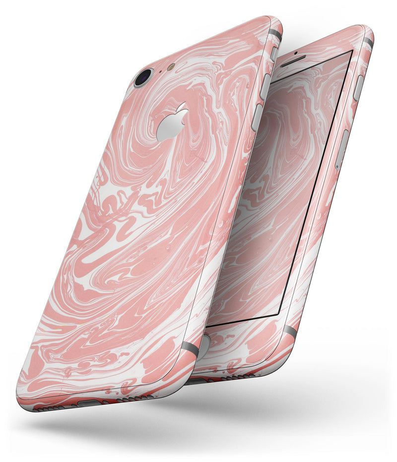 Marbleized Swirling Coral - Skin-kit for the iPhone 8 or 8 Plus