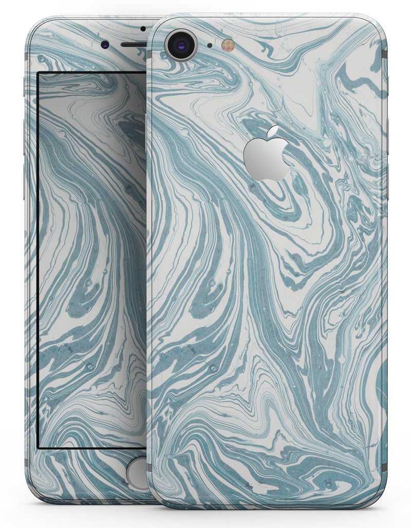 Marbleized Swirling Hard Mint - Skin-kit for the iPhone 8 or 8 Plus