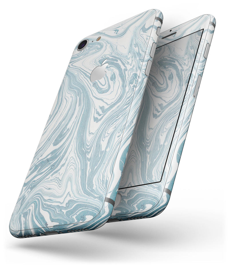 Marbleized Swirling Hard Mint - Skin-kit for the iPhone 8 or 8 Plus
