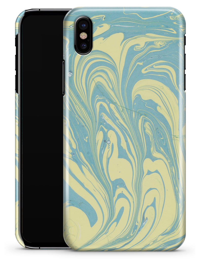 Marbleized Swirling Mint and Yellow - iPhone X Clipit Case