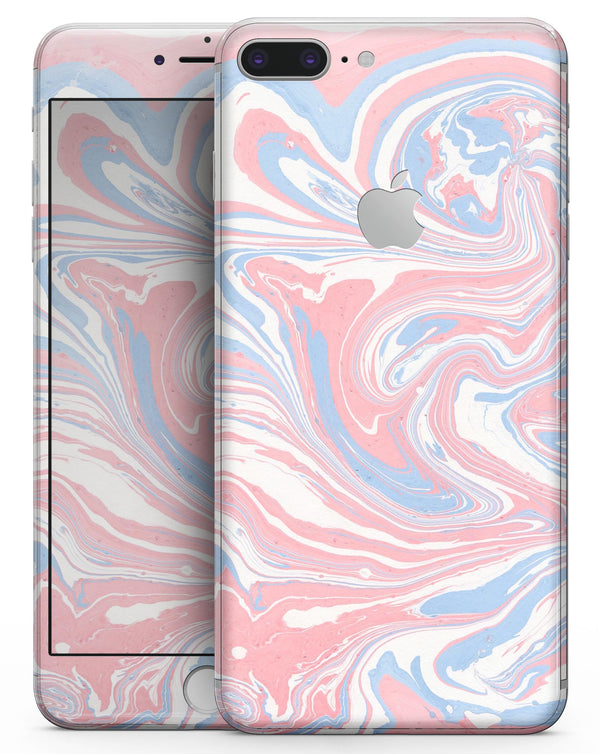 Marbleized Swirling Pink and Blue - Skin-kit for the iPhone 8 or 8 Plus