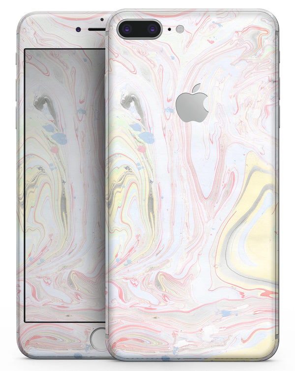 Marbleized Swirling Pink and Yellow v3 - Skin-kit for the iPhone 8 or 8 Plus