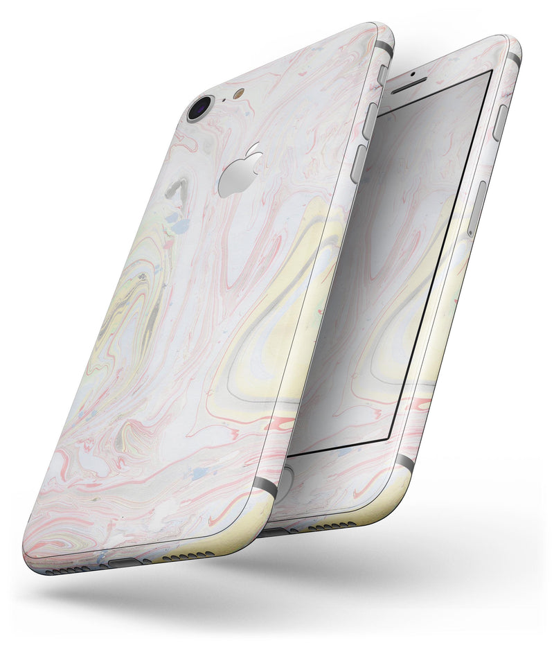 Marbleized Swirling Pink and Yellow v3 - Skin-kit for the iPhone 8 or 8 Plus