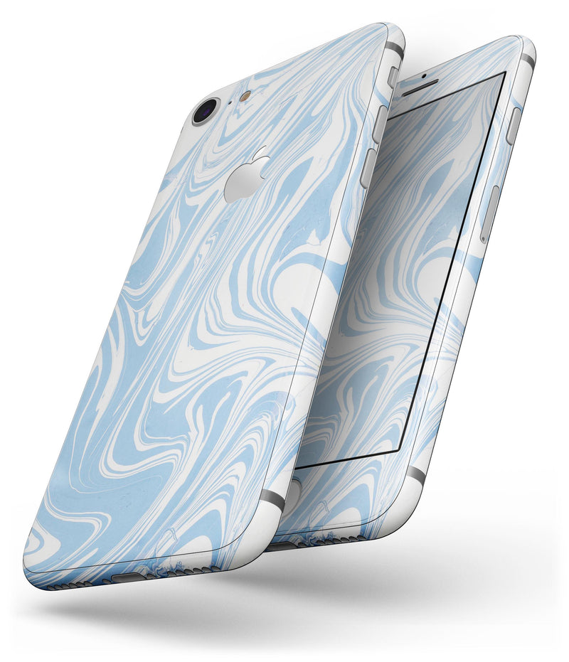 Marbleized Swirling Soft Blue v91 - Skin-kit for the iPhone 8 or 8 Plus