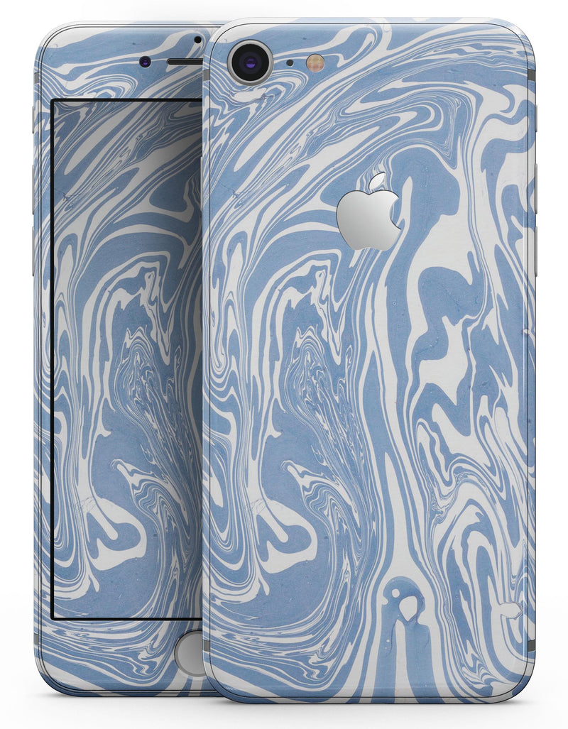 Marbleized Swirling Subtle Blue - Skin-kit for the iPhone 8 or 8 Plus