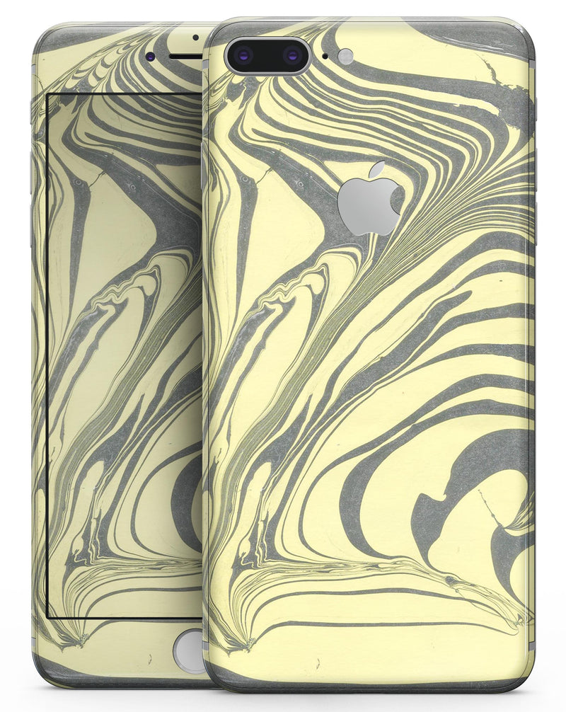 Marbleized Swirling Yellow and Gray - Skin-kit for the iPhone 8 or 8 Plus