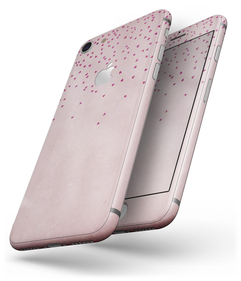 Mauve Hearts Over Pale Pink Watercolor  - Skin-kit for the iPhone 8 or 8 Plus