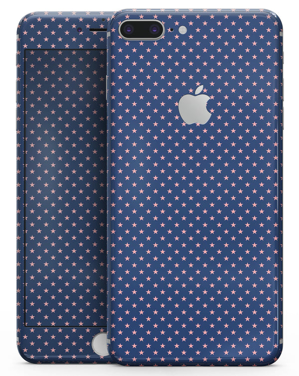 Micro Coral Stars Over Navy Pattern - Skin-kit for the iPhone 8 or 8 Plus