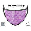 Micro Hearts Over Purple adn Piink Grunge Surface - Made in USA Mouth Cover Unisex Anti-Dust Cotton Blend Reusable & Washable Face Mask with Adjustable Sizing for Adult or Child