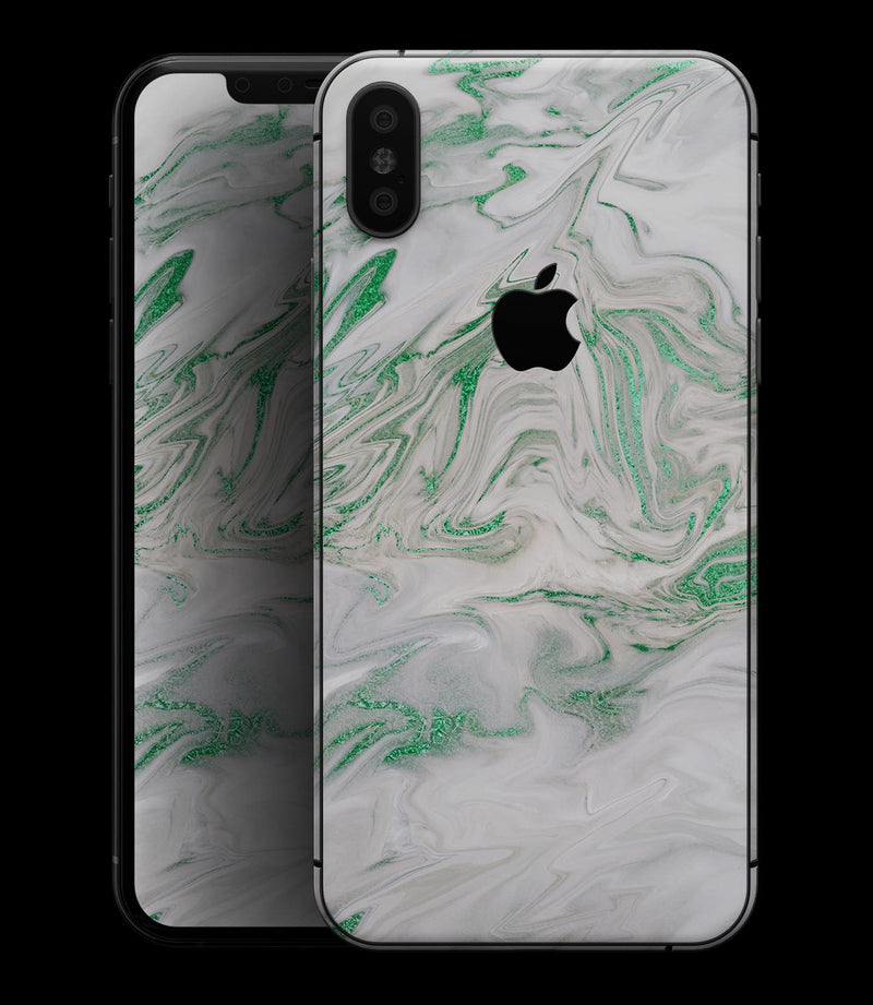 Mint Marble & Digital Gold Foil V10 - iPhone XS MAX, XS/X, 8/8+, 7/7+, 5/5S/SE Skin-Kit (All iPhones Avaiable)