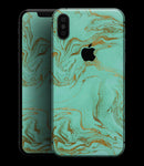 Mint Marble & Digital Gold Foil V12 - iPhone XS MAX, XS/X, 8/8+, 7/7+, 5/5S/SE Skin-Kit (All iPhones Avaiable)