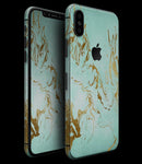 Mint Marble & Digital Gold Foil V1 - iPhone XS MAX, XS/X, 8/8+, 7/7+, 5/5S/SE Skin-Kit (All iPhones Avaiable)